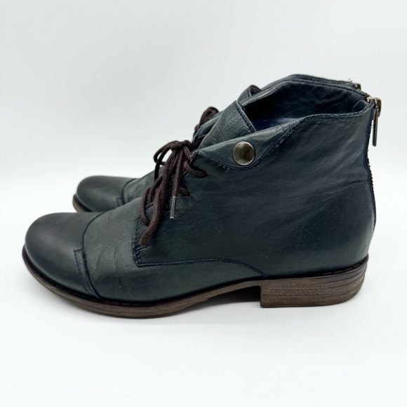 Miz Mooz Womens Lennox Lace-Up Bootie In Ocean Blue Leather Size 8 Minimalist - Picture 7 of 12